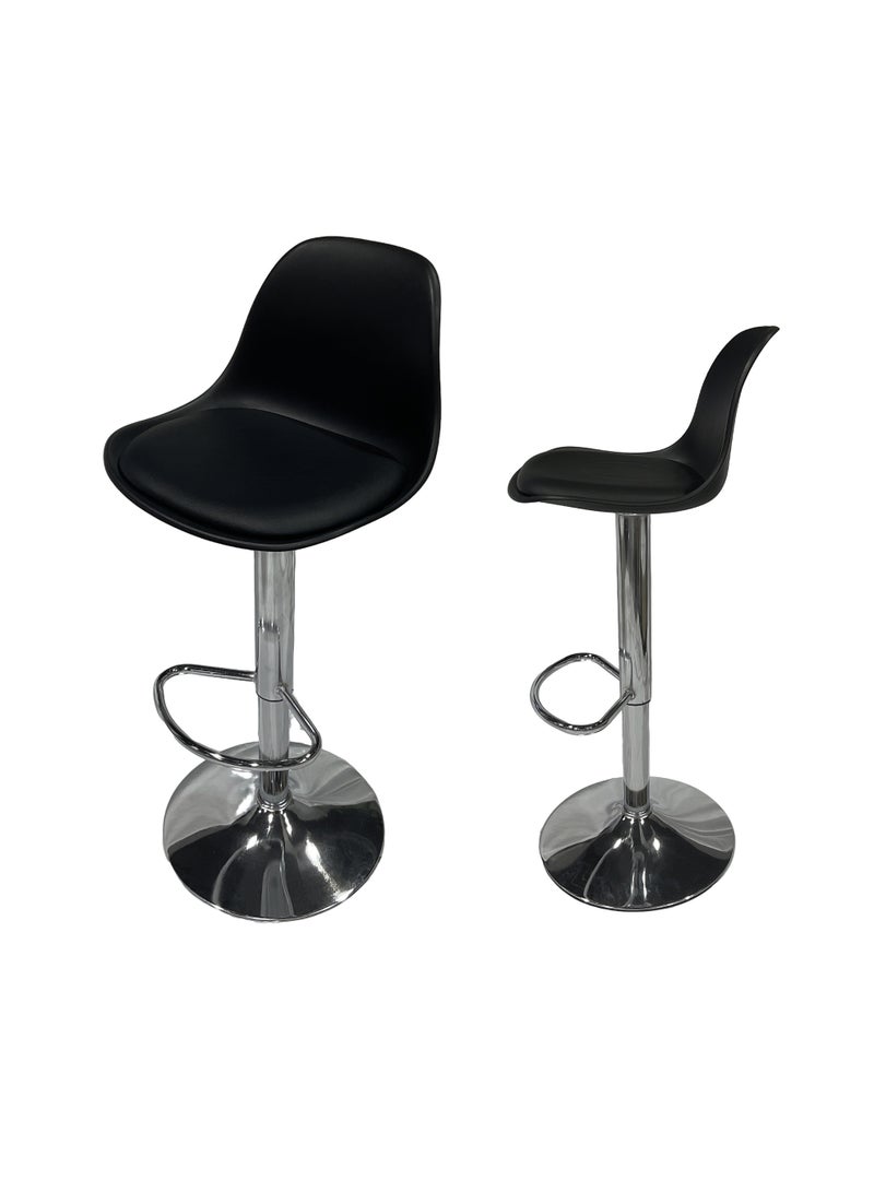 MAPLE HOME DECORATION Maple Home Decoration Swivel High Chair Bar Stool Adjustable Up Down Stainless Steel Base Office Restaurant Furniture (Black - Image 1